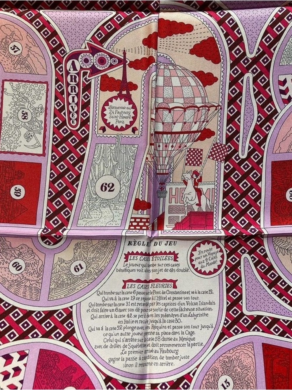 Hermes Pink Magenta Geometric Silk Scarf - Picture 4 of 4